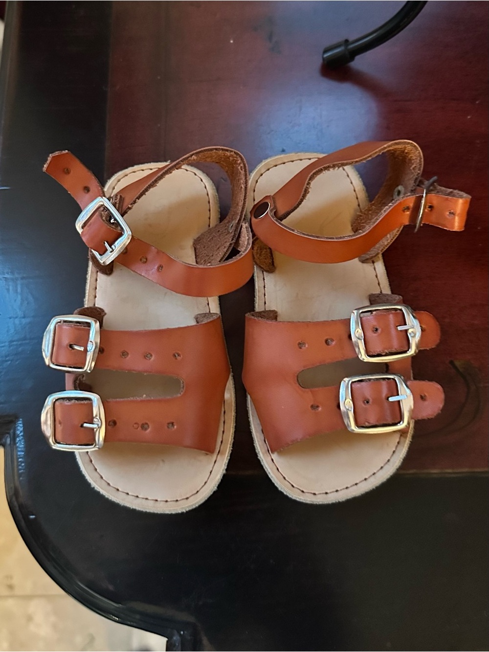 Mexican Toddler Brown Buckle Leather Sandals - Adjustable Straps
